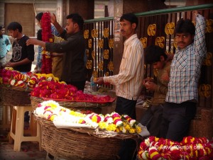 Flower Sellers in Vrindavan, Mathura, Uttar Pradesh