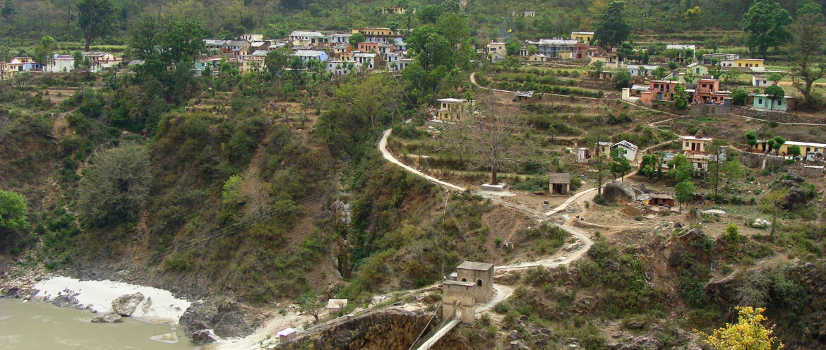 View of Dhari Gaon from Kaliyasaur (Pauri Garhwal, Uttarakhand, India)