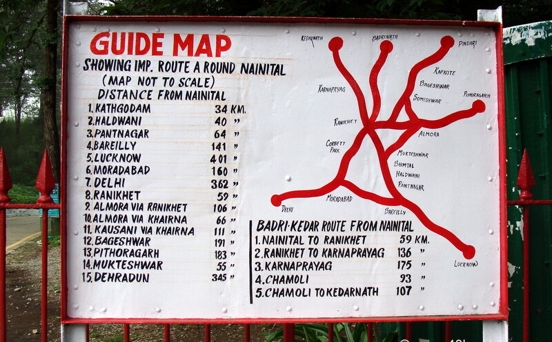 Distance from Nainital (Uttarakhand, India) to other Cities and Towns