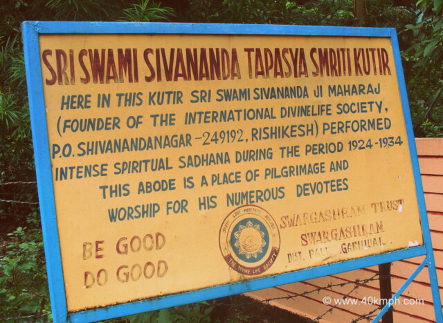 About: Sri Swami Sivananda Tapasya Smriti Kutir (Rishikesh, Uttarakhand, India)