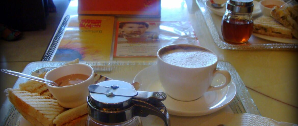 Grill Cheese Sandwich and Honey Cappuccino for Breakfast at Honey Hut, Rishikesh (Uttarakhand, India)