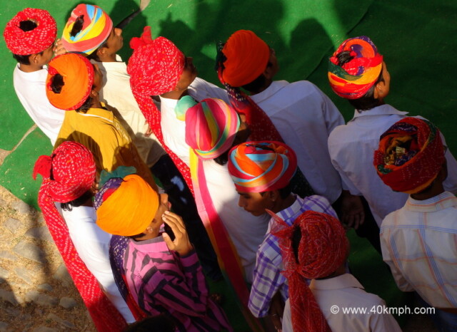 Men Wearing Colorful Rajasthani Safa during Inaugural Ceremony of Bundi Utsav - 2011 (Rajasthan, India)