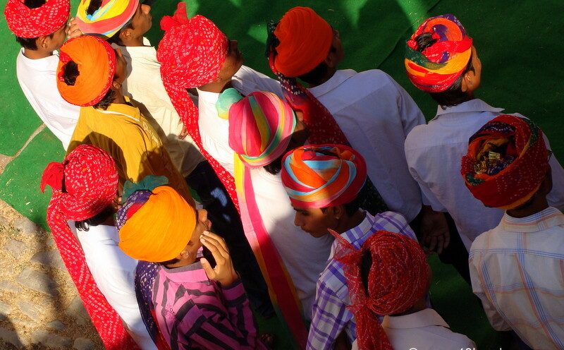 Men Wearing Colorful Rajasthani Safa during Inaugural Ceremony of Bundi Utsav - 2011 (Rajasthan, India)