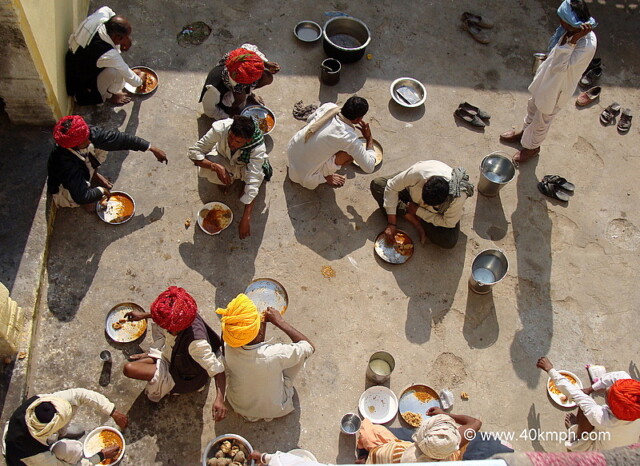 Devotees Having Prasad at Shakambari Devi Temple, Sambhar, Rajasthan, India