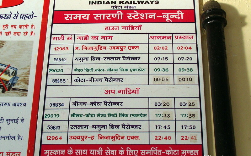 Train Time Table of Bundi Railway Station (Rajasthan, India)