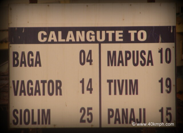 Distance Chart from Calangute (Goa, India)