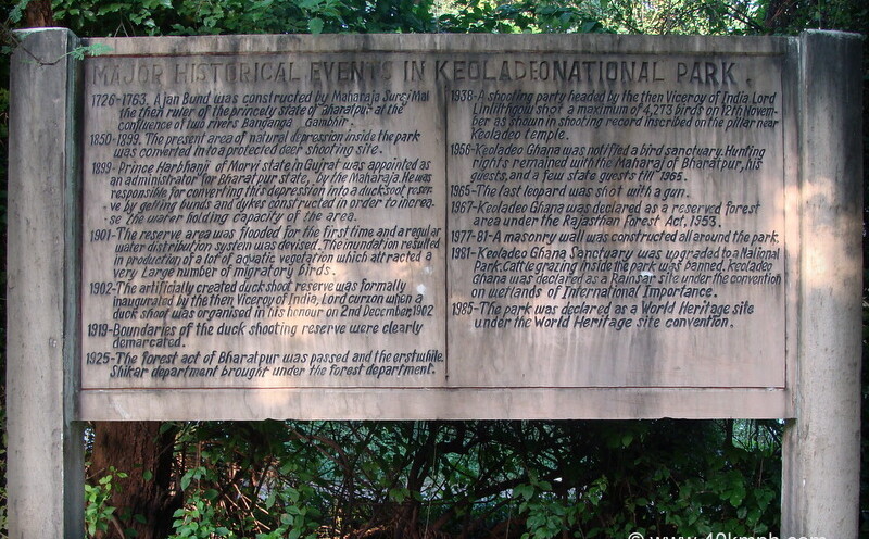 Major Historical Events in Keoladeo National Park, Bharatpur, Rajasthan, India