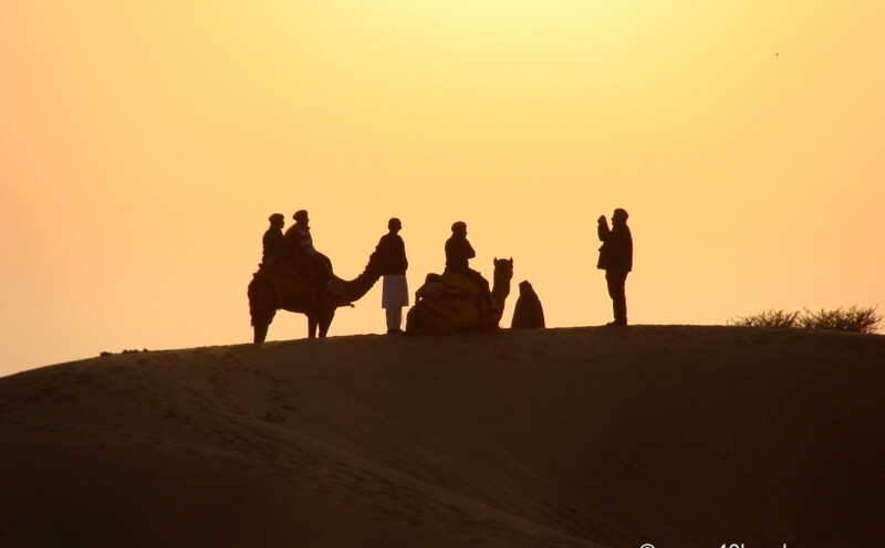 Tourist taking Pictures at Sam Sand Dunes, Jaisalmer, Rajasthan, India