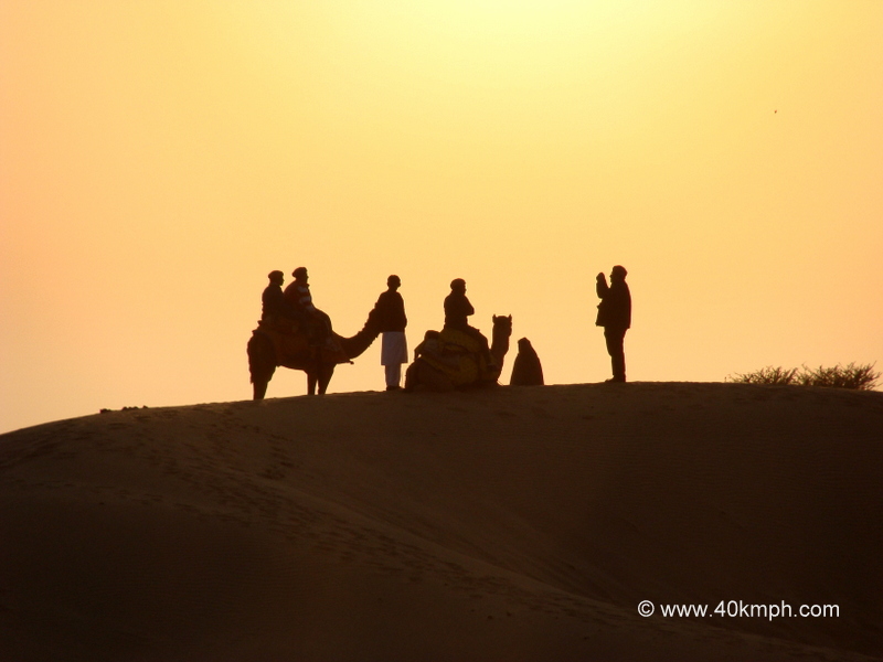 Tourist taking Pictures at Sam Sand Dunes, Jaisalmer, Rajasthan, India