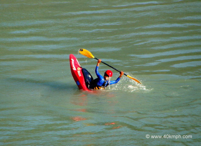 Kayak Training in the River Ganga in Rishikesh, Uttarakhand, India