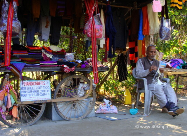 Man Knitting Sweater at Ganga Lane, Swarg Ashram, Rishikesh, Uttarakhand, India
