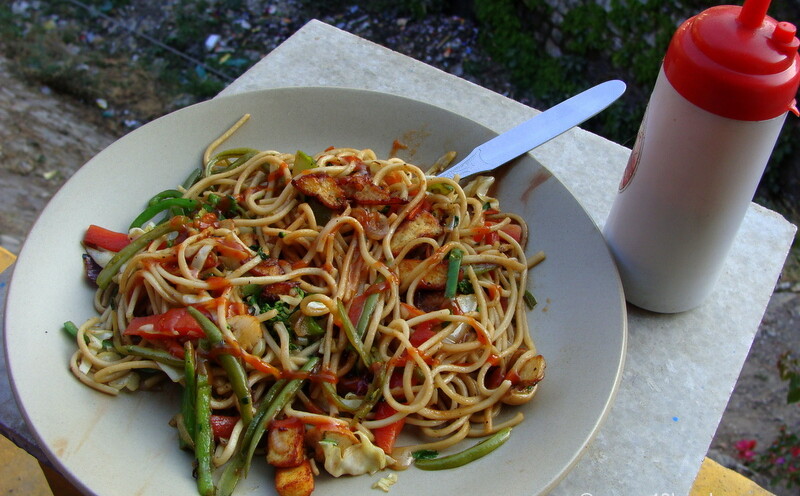 Mixed Vegetable Chowmein at German Bakery and Restaurant, Laxman Jhula, Rishikesh, Uttarakhand, India
