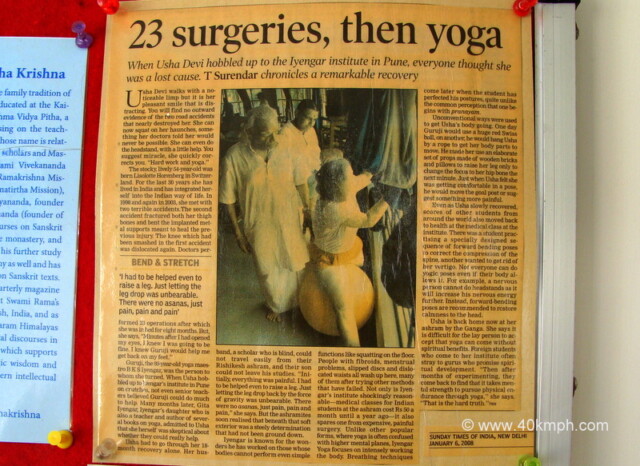 Newspaper Article on Yoga after Surgery