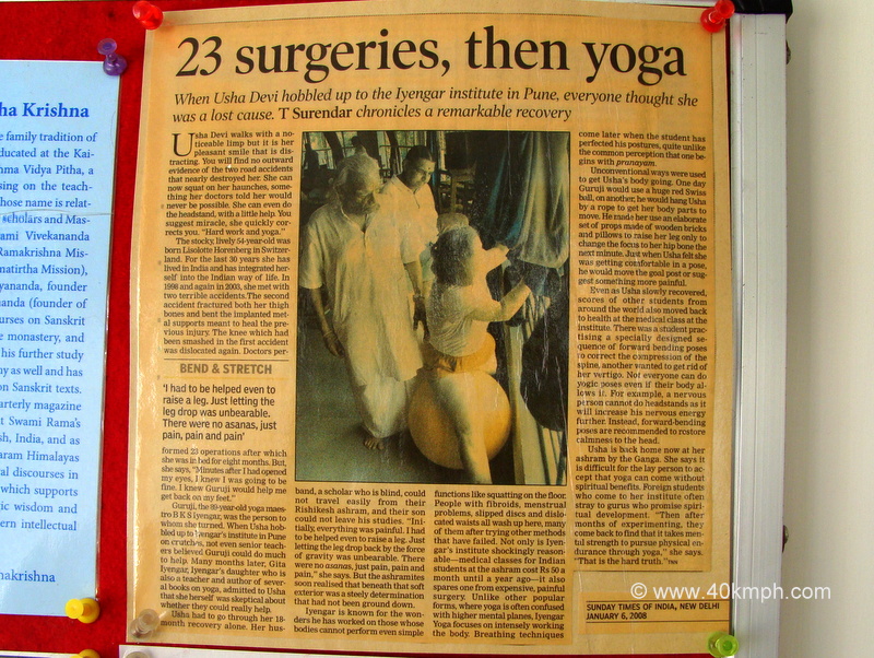 Newspaper Article on Yoga after Surgery