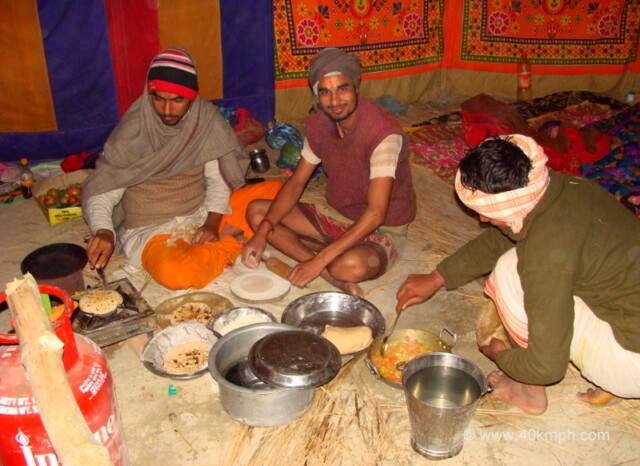 Dinner inside Tent at Kumbh Mela 2013, Allahabad, Uttar Pradesh, India