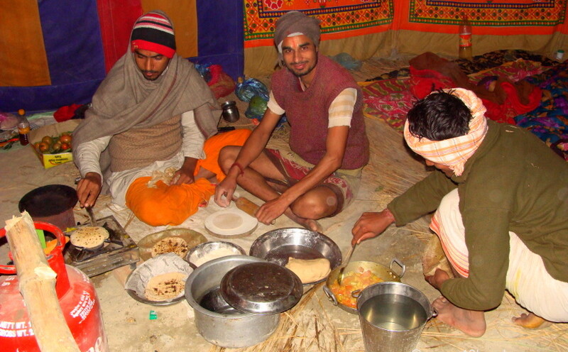 Dinner inside Tent at Kumbh Mela 2013, Allahabad, Uttar Pradesh, India