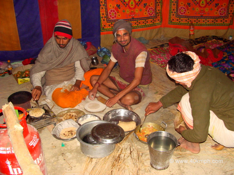 Dinner inside Tent at Kumbh Mela 2013, Allahabad, Uttar Pradesh, India