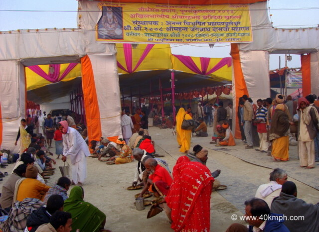 Serving Food to Kumbh Mela Devotees at Kumbh Mela 2013, Allahabad, Uttar Pradesh, India