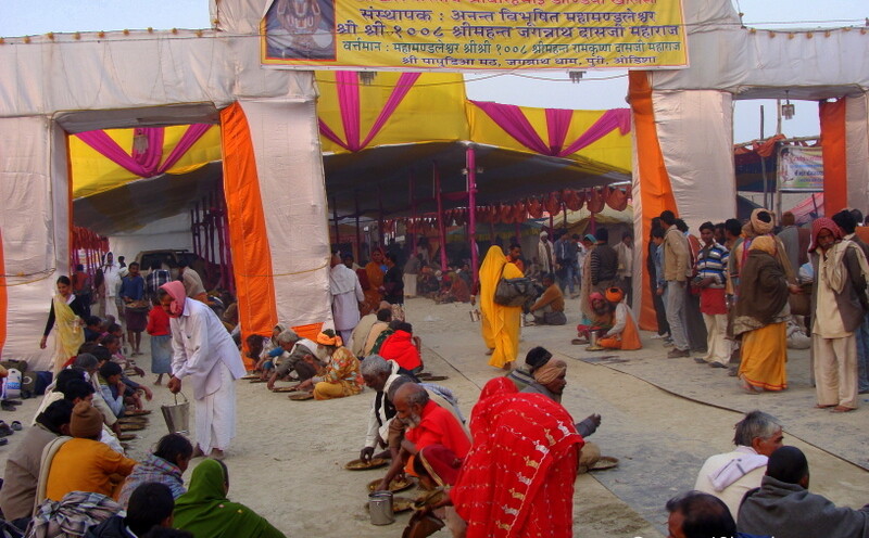 Serving Food to Kumbh Mela Devotees at Kumbh Mela 2013, Allahabad, Uttar Pradesh, India