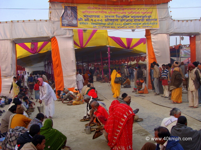 Serving Food to Kumbh Mela Devotees at Kumbh Mela 2013, Allahabad, Uttar Pradesh, India