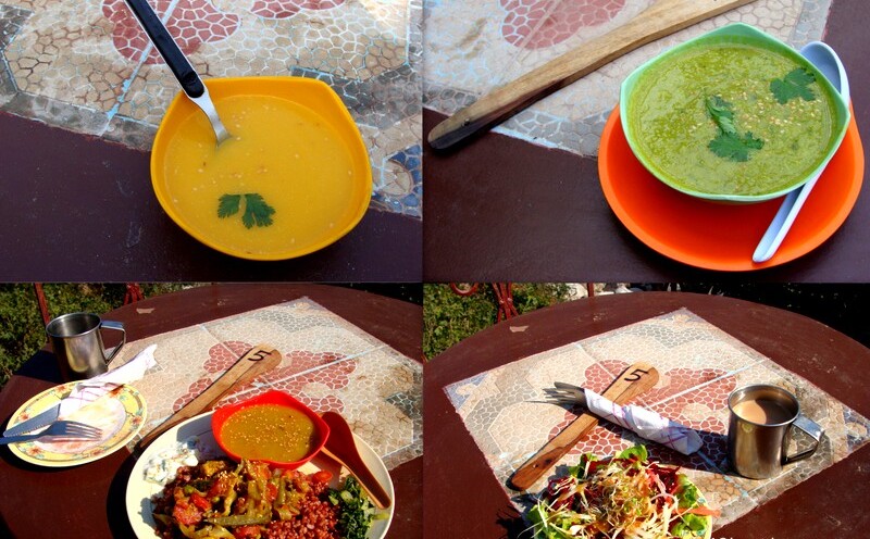 Soup Salad Lunch and Tea at Ramana’s Organic Cafe, Tapovan, Rishikesh, Uttarakhand, India