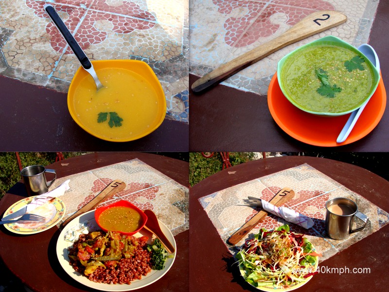 Soup Salad Lunch and Tea at Ramana’s Organic Cafe, Tapovan, Rishikesh, Uttarakhand, India