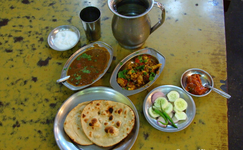 Aloo Gobhi, Rajma Mah, Tandoori Roti for Dinner at New Khanduri Hotel and Restaurant, Joshimath, Uttarakhand, India