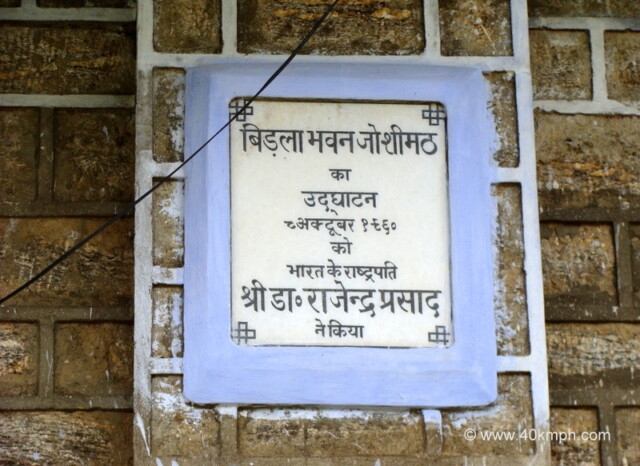 Birla Bhavan (Joshimath, Uttarakhand, India) Inaugural Plaque
