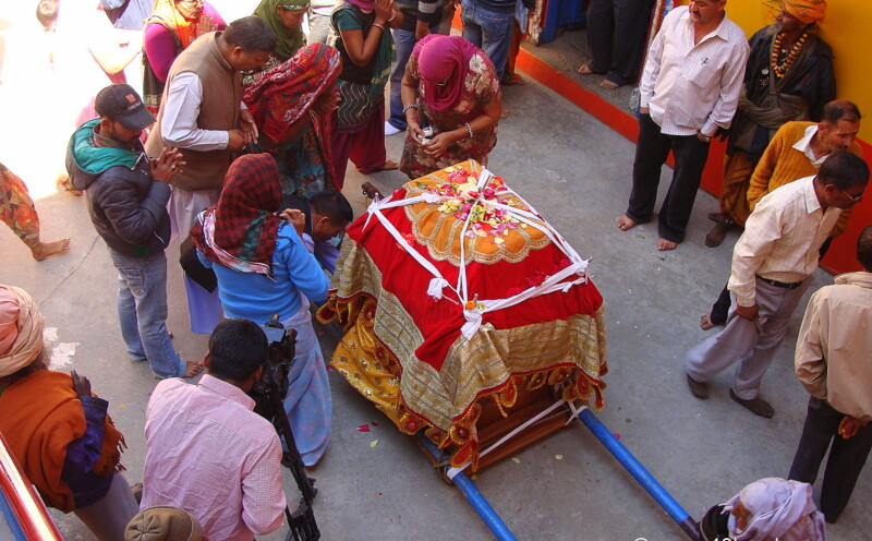 Devotees Worship Sri Shankaracharya’s Gaddi ki Doli at Narsinh Temple, Joshimath, Uttarakhand, India