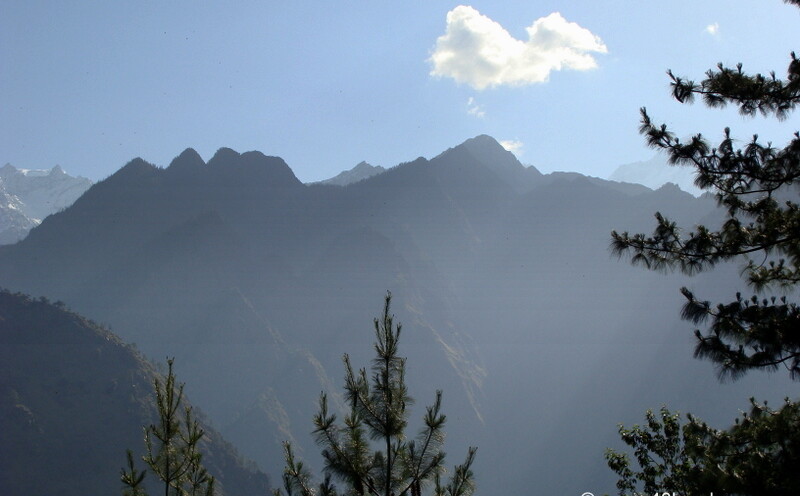 View of Sleeping Beauty Mountain from Joshimath, Uttarakhand, India