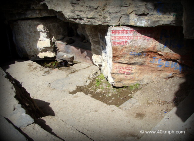 A Small Stream of Water from Mansarover Lake nearby Bhim Pul, Mana Village, Uttarakhand, India