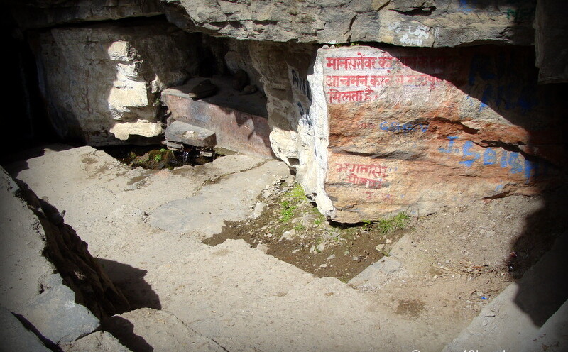 A Small Stream of Water from Mansarover Lake nearby Bhim Pul, Mana Village, Uttarakhand, India