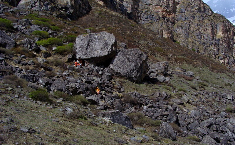 Boulder Cave nearby Charan Paduka, Badrinath, Uttarakhand, India
