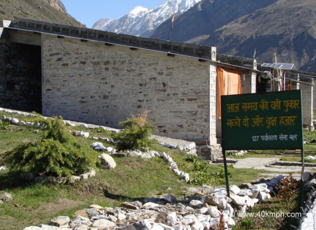 Family Planning and Environmental Slogan in Hindi at Badrinath, Uttarakhand, India