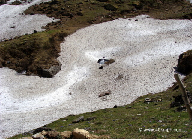 Frozen Rishi Ganga River nearby Charan Paduka, Badrinath, Uttarakhand, India