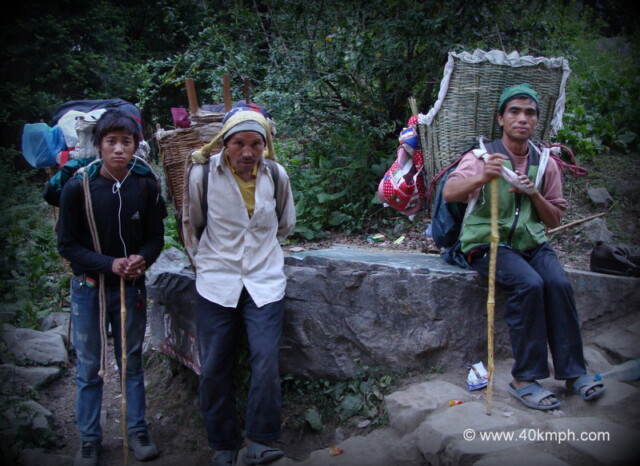 Nepali Porters in Govindghat to Ghangaria Trek, Uttarakhand, India