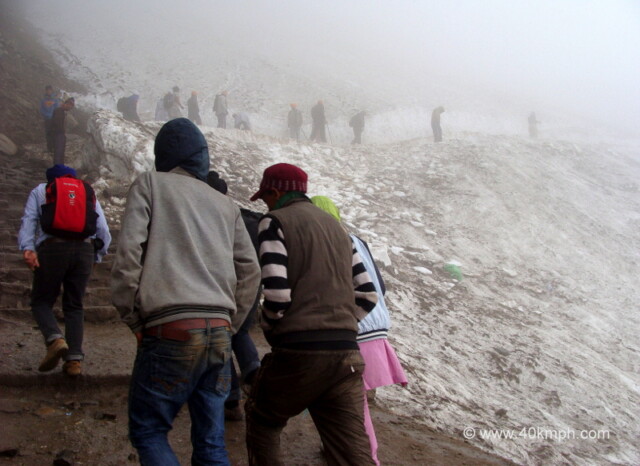 Pilgrims Crossing Hemkund Glacier, Chamoli, Uttarakhand, India
