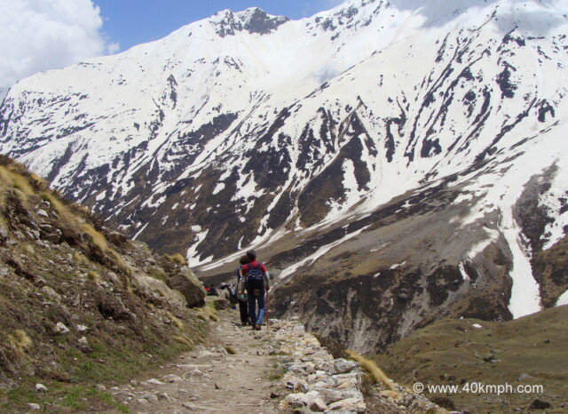 Tourists Returning from Vasudhara Falls near Mana Village, Uttarakhand, India