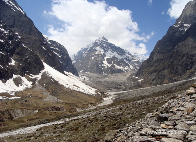 View of Laxmi Van from Vasudhara Falls, Mana Village, Uttarakhand, India