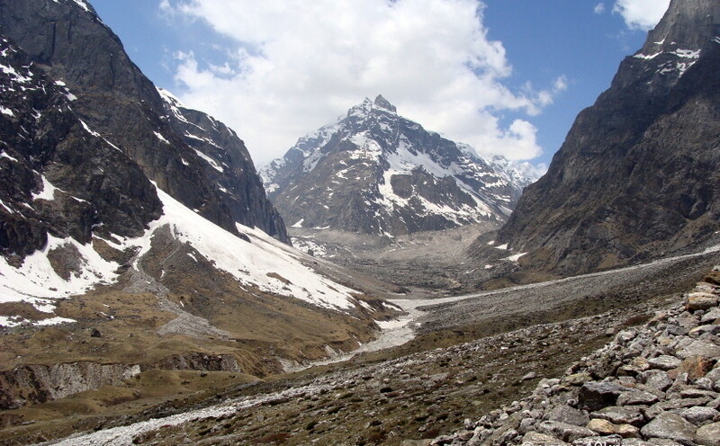 View of Laxmi Van from Vasudhara Falls, Mana Village, Uttarakhand, India