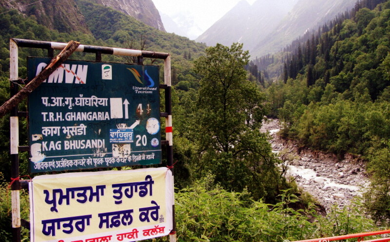 View of Way to Kagbhusandi from Govindghat to Ghangaria Trek, Uttarakhand, India