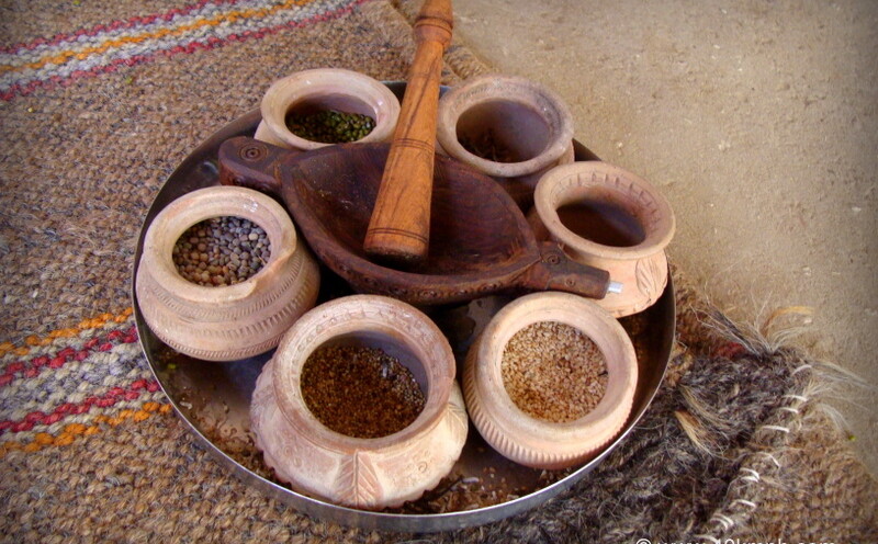 Homemade Traditional Wooden Rajasthani Mortar and Pestle also Known as Khad or Ghota at Bishnoi village, Jodhpur, Rajasthan, India