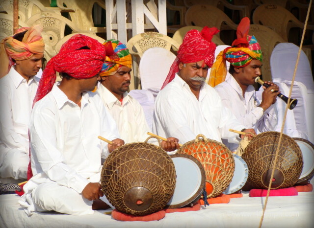 Nathu lal Solinkey and Team Playing Nagara Musical Instrument during Pushkar Fair 2011 (Rajasthan, India)