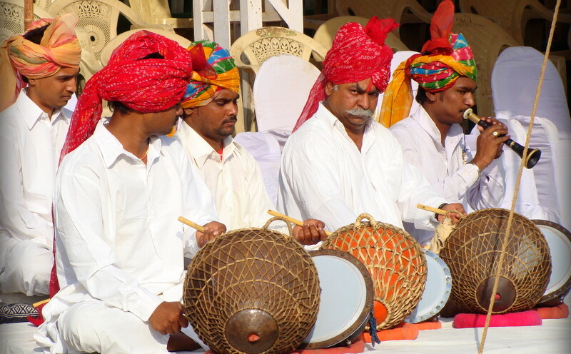 Nathu lal Solinkey and Team Playing Nagara Musical Instrument during Pushkar Fair 2011 (Rajasthan, India)