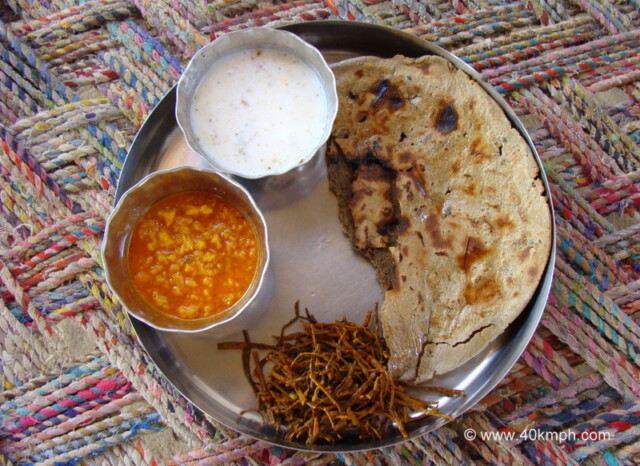 Traditional Rajasthani Thali at Bishnoi Village, Jodhpur, Rajasthan, India