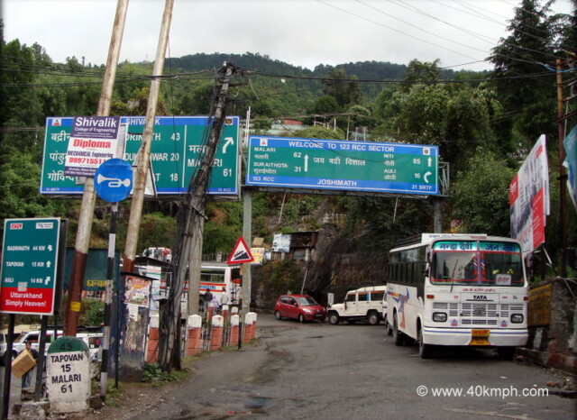 Tourist Places Distance Chart, Joshimath, Uttarakhand, India