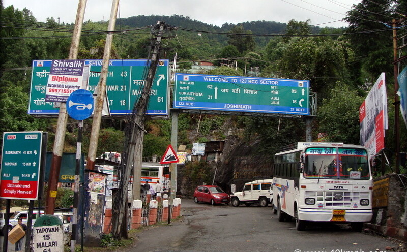 Tourist Places Distance Chart, Joshimath, Uttarakhand, India