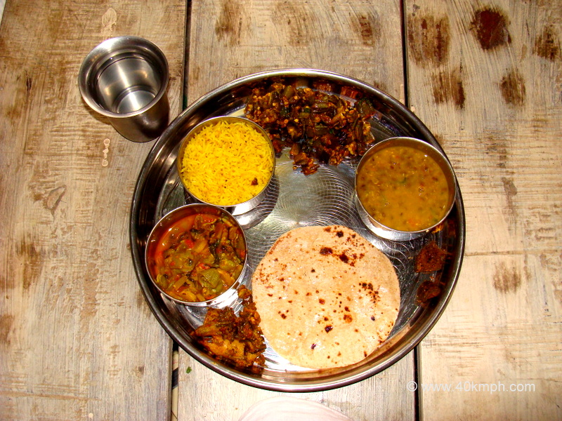 Homemade Vegetarian Thali for Lunch at Marwari Tiffin Center, Vrindavan, Uttar Pradesh, India