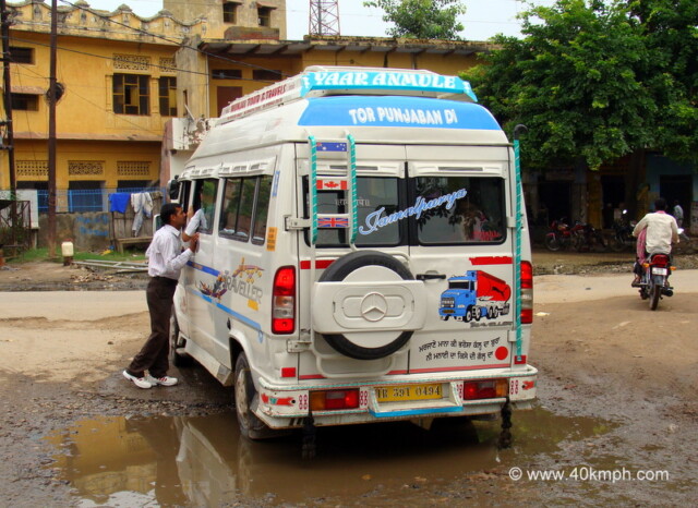 Punjabi Lyrics Behind Van at Barsana, Uttar Pradesh, India