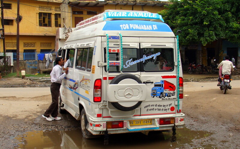 Punjabi Lyrics Behind Van at Barsana, Uttar Pradesh, India